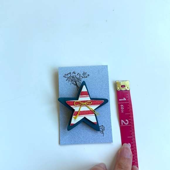 NWT Vintage Handmade Americana Red White and Blue Star pin - Picture 5 of 6